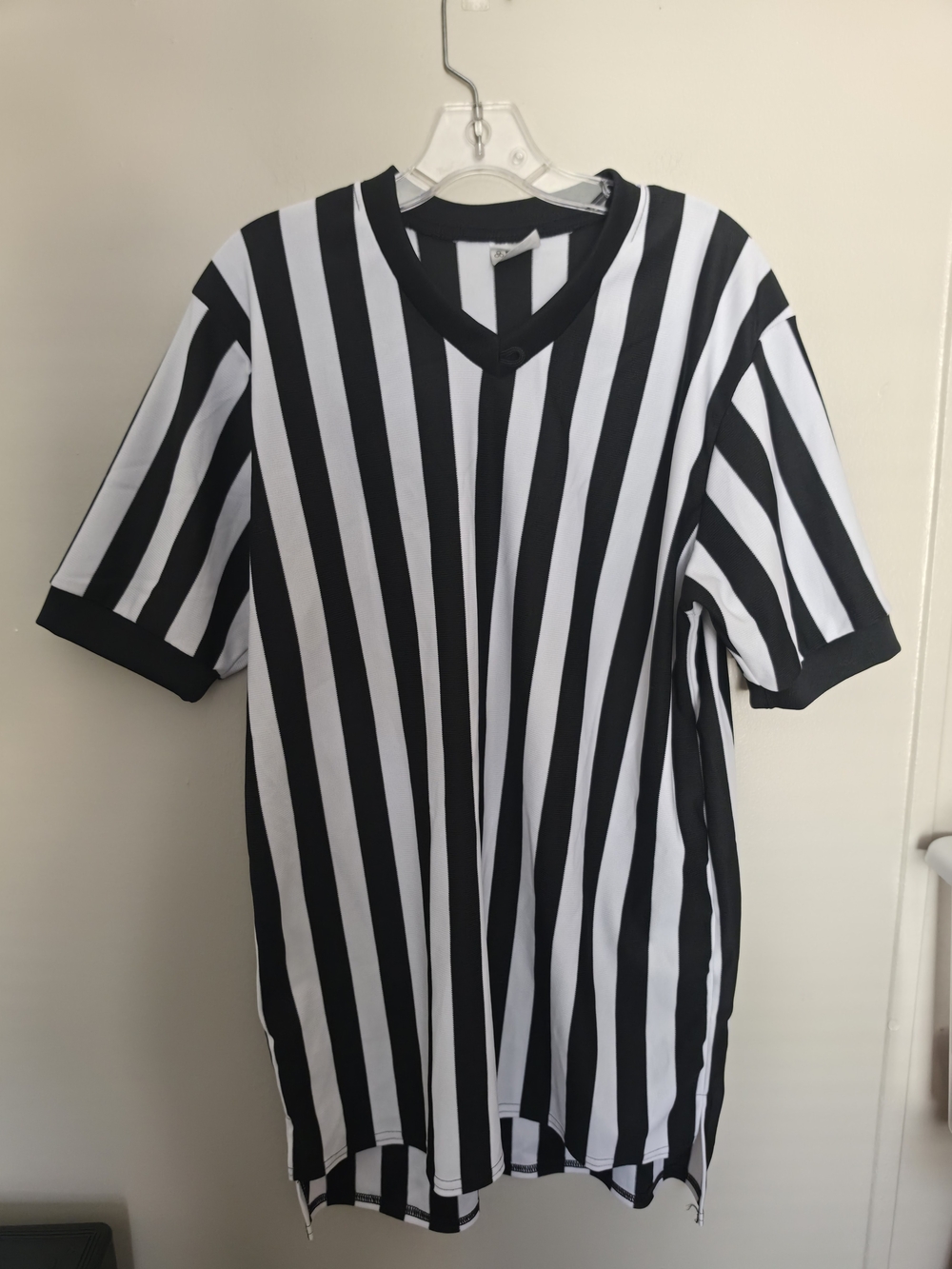 McDavid Referee Striped Jersey Lightweight Polyester V-Neck Shirt Size XL
